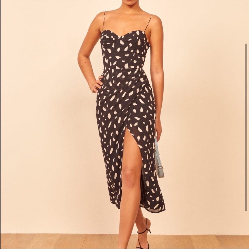 Reformation Kourtney dress in splotch pattern